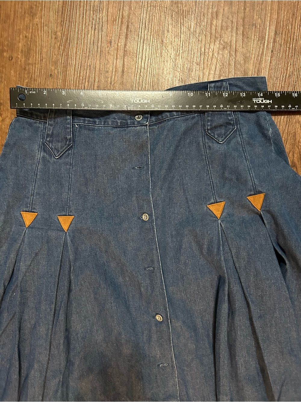 Frontier Classics Molly Denim Maxi Skirt Size 12 Western Cowgirl Pleated CL3 - Picture 4 of 5